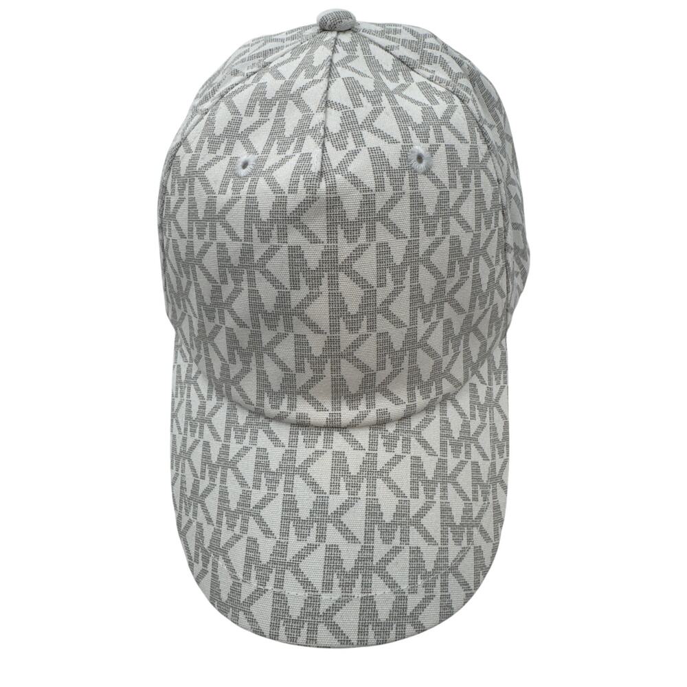 Michael Kors MK Monogram White Gray Women's Baseball Cap Designer Streetwear